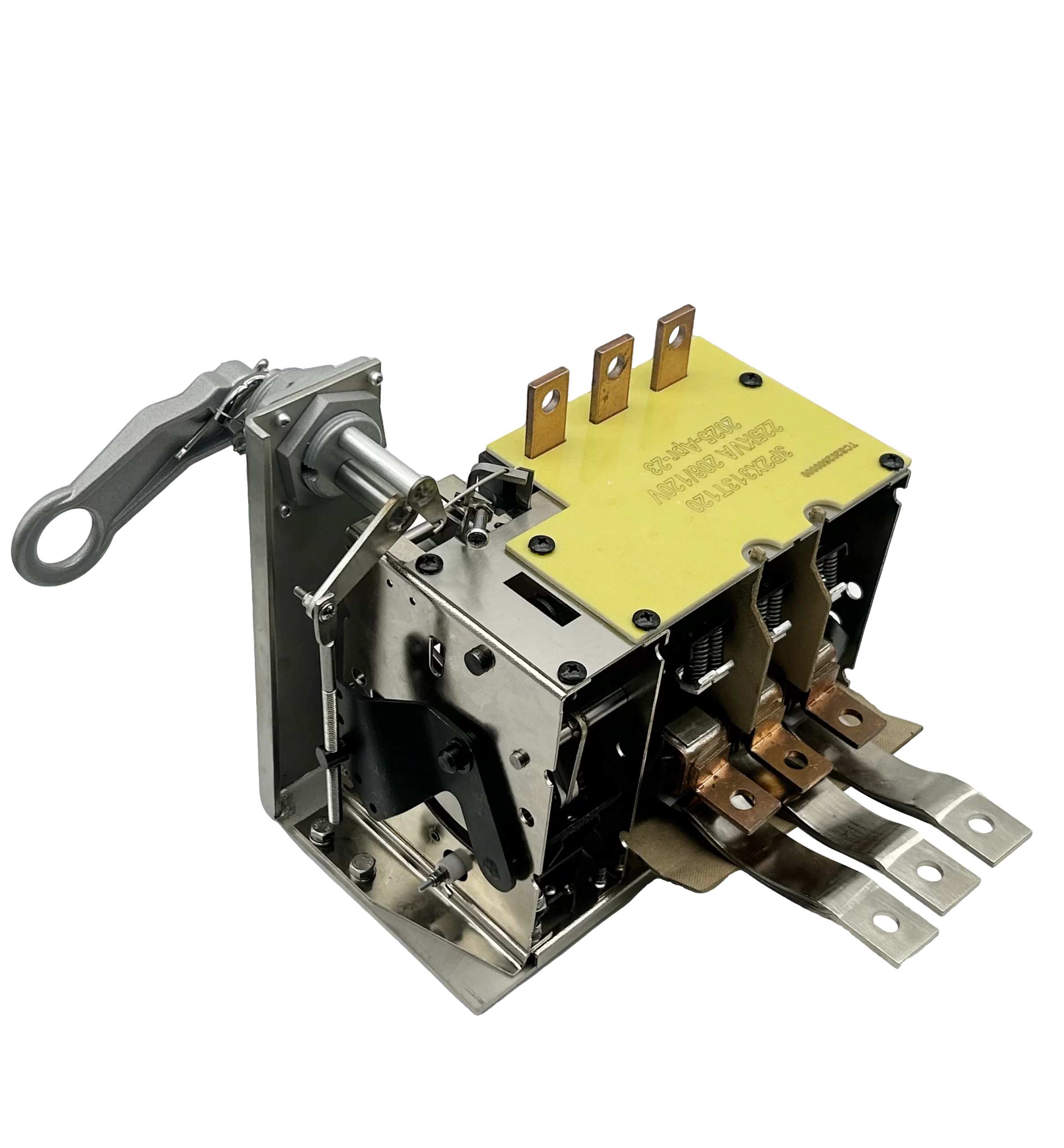 Vista lateral del interruptor automático inmerso en aceite 2X313A CSP trifásico 225KVA